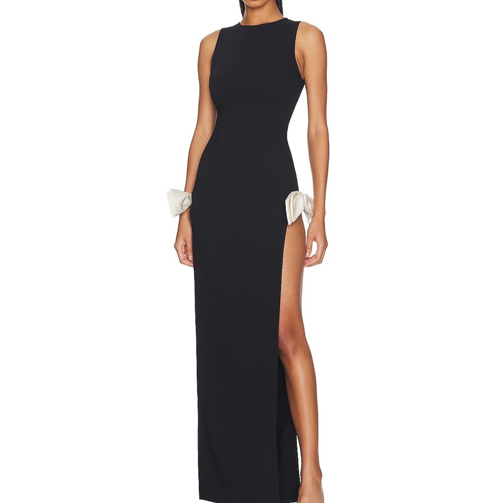 Atoir Black Maxi Dress with Cream Accents